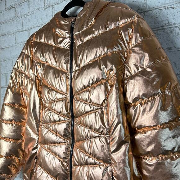 Spyder Coat Alyce Puffer Jacket Thermaweb Metallic Hooded Outdoor Rose Gold L - Picture 4 of 13